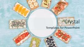  Presentation with crisp - PPT layouts having crisp bread sandwiches with various background and a sky blue colored foreground