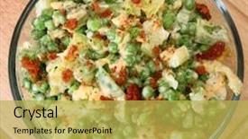  Presentation with shredded cheese - Beautiful presentation theme featuring fresh green peas celery iceburg backdrop and a yellow colored foreground