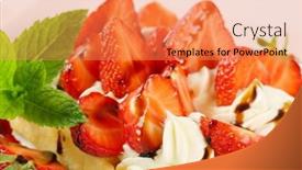  Presentation with crisp - Presentation design consisting of portrait of happy boy eating an apple outside in the outdoors background and a ocean colored foreground