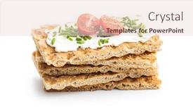  Presentation with cream cheese and fruit sandwich - PPT theme enhanced with crispbread-with-creamy-cheese-chive background and a lemonade colored foreground