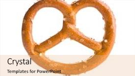  Presentation with online snack - PPT theme with crisps - salted mini pretzels snack isolated background and a yellow colored foreground