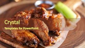  Presentation with celery - Colorful PPT layouts enhanced with crispy barbcue chicken wings backdrop and a tawny brown colored foreground