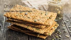  Presentation with pumpkin seeds - PPT theme featuring crispy-bread-with-pumpkin-seeds background and a coral colored foreground