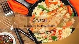  Presentation with catfish - Beautiful presentation design featuring crispy catfish and plum sauce backdrop and a gold colored foreground