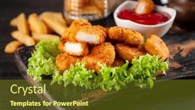  Presentation with nuggets - Audience pleasing presentation design consisting of crispy chicken nuggets backdrop and a tawny brown colored foreground