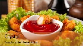  Presentation with nuggets - Slide set with crispy chicken nuggets background and a  colored foreground