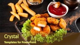  Presentation with nuggets - Cool new slide set with crispy chicken nuggets backdrop and a tawny brown colored foreground