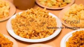  Presentation with party time - Presentation having crispy-cracker-on-the-paper and a gold colored foreground