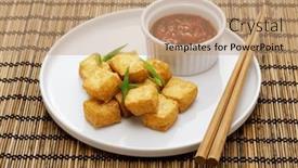  Presentation with chili - Theme enhanced with crispy-cubed-tofu-puffs background and a  colored foreground