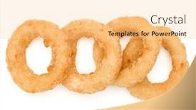  Presentation with deep - PPT theme having crispy deep fried onion or calamari ring isolated on white background background and a blonde colored foreground