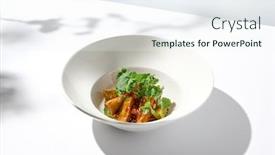  Presentation with veggie - Theme consisting of crispy-eggplant-in-chinese-style background and a sky blue colored foreground