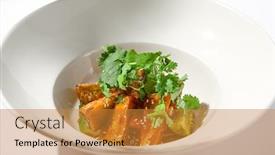  Presentation with vegan food - Presentation theme with crispy-eggplant-in-chinese-style background and a  colored foreground