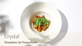  Presentation with vegan food - Slides consisting of crispy-eggplant-in-chinese-style background and a  colored foreground