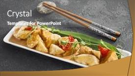  Presentation with eggplant - Presentation design with crispy-fried-eggplant and a gray colored foreground