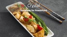  Presentation with eggplant - PPT theme featuring crispy-fried-eggplant background and a dark gray colored foreground