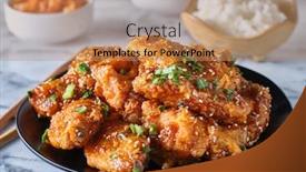  Presentation with kimchi - Presentation having crispy-fried-korean-chicken-wings background and a coral colored foreground