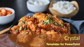  Presentation with kimchi - Slides enhanced with crispy-fried-korean-chicken-wings background and a tawny brown colored foreground