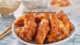  Presentation with kimchi - Audience pleasing PPT theme consisting of crispy-fried-korean-chicken-wings backdrop and a coral colored foreground