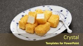  Presentation with dessert - Slide set enhanced with crispy-fried-milk-chinese-dessert background and a tawny brown colored foreground
