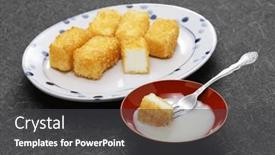  Presentation with condensed milk - Slide set with crispy-fried-milk-with-condensed background and a dark gray colored foreground