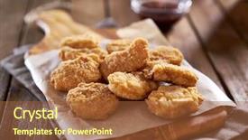 Presentation with nuggets - PPT theme featuring crispy homemade chicken nuggets shot background and a tawny brown colored foreground