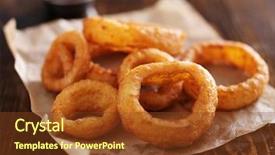 Presentation with parchment paper - Amazing slide deck having crispy onion rings with ketchup backdrop and a tawny brown colored foreground
