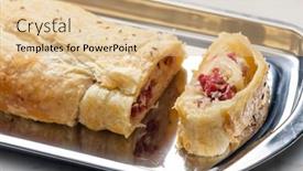  Presentation with meat - Presentation theme consisting of crispy-pastry-filled-with-smoked background and a coral colored foreground