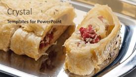  Presentation with cabbage - PPT layouts with crispy-pastry-filled-with-smoked background and a coral colored foreground