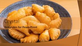  Presentation with lunar new year - Slide set having crispy-peanut-puff-for-traditional background and a gold colored foreground