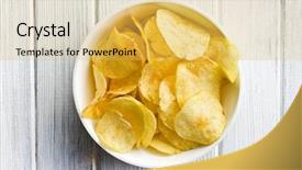  Presentation with potato chips - Cool new presentation theme with crispy potato chips in bolw backdrop and a yellow colored foreground