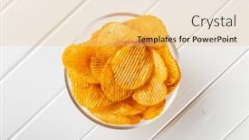  Presentation with potato chips - Presentation consisting of crispy-potato-chips-in-bowl background and a lemonade colored foreground