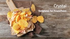  Presentation with food potato spicy chips crisps snacks - Slides with crispy potato chips with bacon background and a violet colored foreground