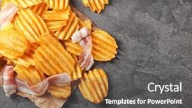  Presentation with potato chips - Presentation theme having crispy potato chips with bacon background and a dark gray colored foreground
