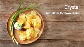  Presentation with potato chips - Presentation theme with crispy potato chips with green background and a coral colored foreground