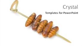  Presentation with snack - Cool new slides with crispy-salted-silkworms-close-up backdrop and a white colored foreground