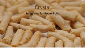  Presentation with snack - Slide deck featuring crispy-shrimp-rolls-hong-kong background and a coral colored foreground