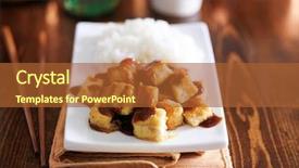  Presentation with sauce - Colorful PPT theme enhanced with crispy tofu cubes drizzled backdrop and a  colored foreground