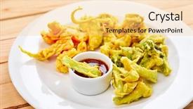  Presentation with gluten free - Beautiful slides featuring crispy vegetable tempura vegan-gluten backdrop and a yellow colored foreground