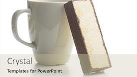 Presentation with chocolate biscuits - Presentation design featuring crispy-wafer-biscuits-and-coffee background and a mint green colored foreground