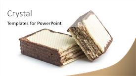 Presentation with chocolate biscuits - Presentation design consisting of crispy-wafer-biscuits-filled background and a white colored foreground