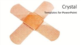  Presentation with white electronics - Presentation design enhanced with criss cross - bandaids on white background and a white colored foreground