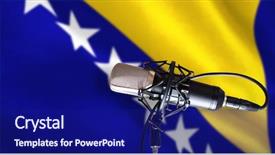  Presentation with bosnia - Colorful PPT theme enhanced with criss cross - condenser microphone against bosnia herzegovina backdrop and a navy blue colored foreground