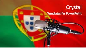  Presentation with national flag of chicago - Beautiful PPT layouts featuring criss cross - condenser microphone against digitally generated backdrop and a crimson colored foreground