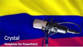  Presentation with colombia - Beautiful slide deck featuring criss cross - condenser microphone against digitally generated backdrop and a navy blue colored foreground