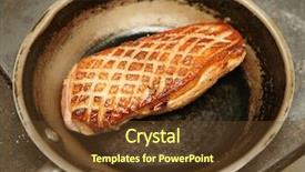  Presentation with breast cancer free - PPT layouts enhanced with criss cross - duck breast being fried background and a tawny brown colored foreground