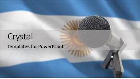  Presentation with stand - Amazing slide deck having criss cross - microphone with stand against digitally backdrop and a light gray colored foreground