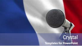  Presentation with free romania flag - Amazing slide deck having criss cross - microphone with stand against digitally backdrop and a  colored foreground