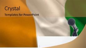  Presentation with national flag of chicago - Amazing PPT theme having criss cross - microphone with stand on podium backdrop and a  colored foreground