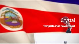 Presentation with costa rica - PPT layouts enhanced with criss cross - microphone with stand on podium background and a crimson colored foreground