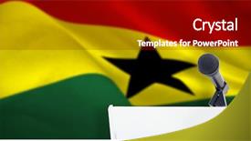  Presentation with ghana flag - Amazing PPT layouts having criss cross - microphone with stand on podium backdrop and a black colored foreground